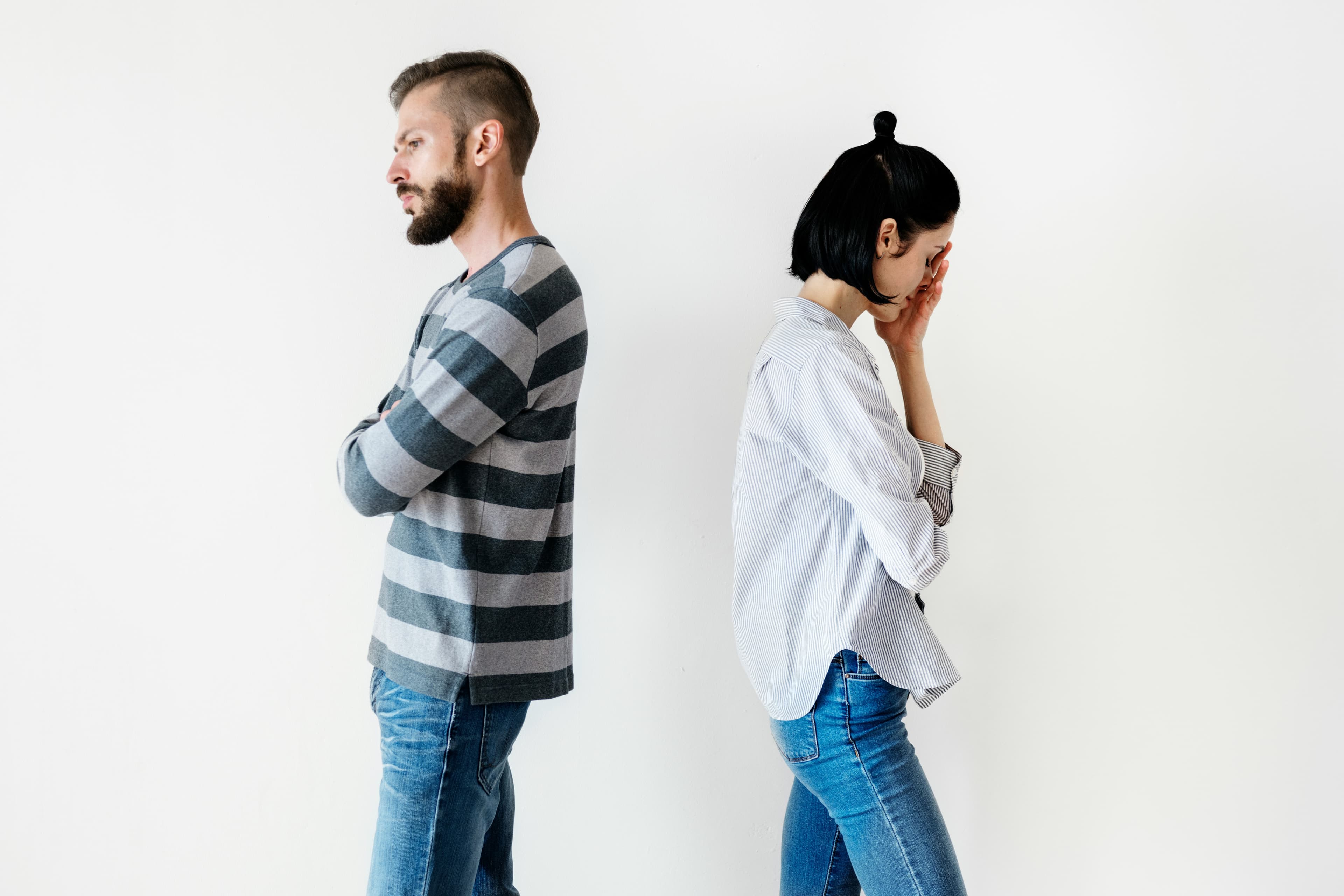 Couple reviewing divorce-related financial documents