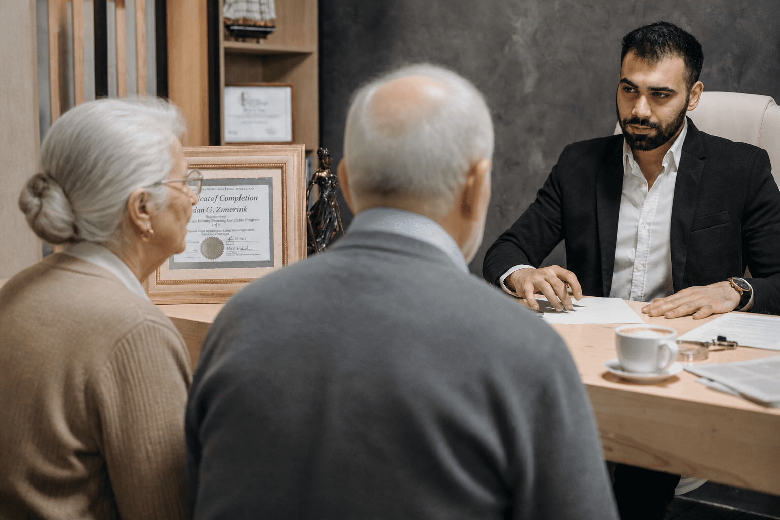 Attorney meeting with grandparents to discuss their legal options