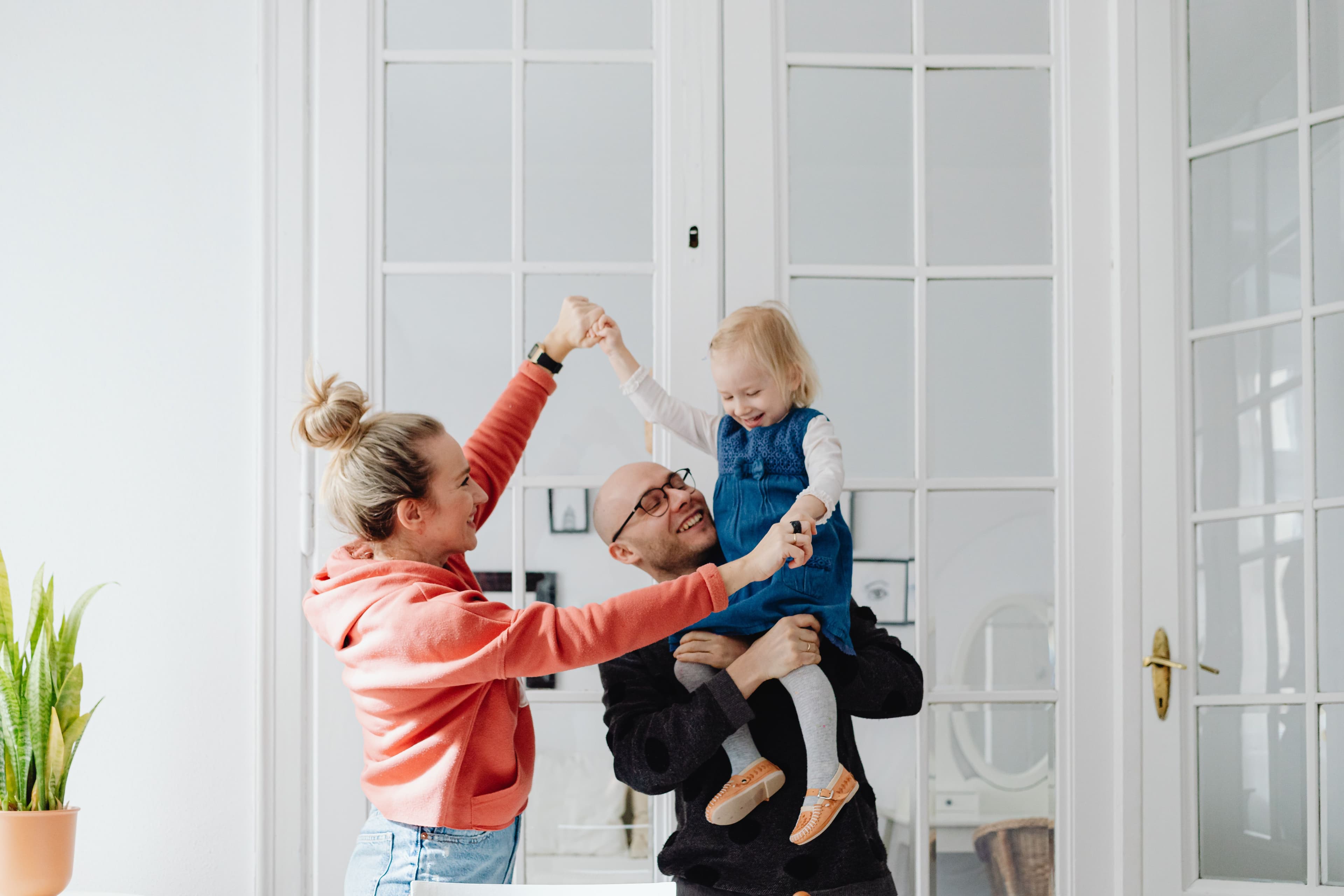 Father playing with his child outdoors