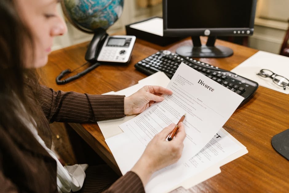 woman reading divorce papers